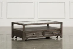 Valencia Glass Storage Coffee Table With Wheels