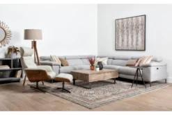 Amala Bone Leather Ottoman -Living Room Furniture Shop 227259 grey leather accent ottoman room 41