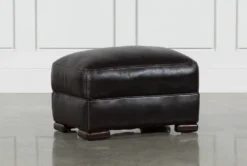 Grandin Blackberry Leather Ottoman