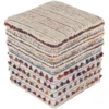 Pouf-Natural Multicolor With Tassle 18X18