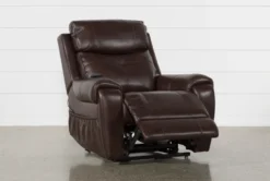 Carl Chocolate Leather Power Lift Recliner With Power Headrest -Living Room Furniture Shop 240962 brown leather power lift recliner 02