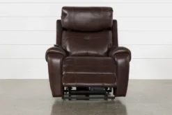 Carl Chocolate Leather Power Lift Recliner With Power Headrest -Living Room Furniture Shop 240962 brown leather power lift recliner 04