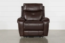 Carl Chocolate Leather Power Lift Recliner With Power Headrest