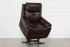 Carl Chocolate Leather Power Lift Recliner With Power Headrest -Living Room Furniture Shop 240962 brown leather power lift recliner 06