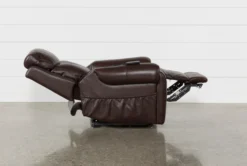 Carl Chocolate Leather Power Lift Recliner With Power Headrest -Living Room Furniture Shop 240962 brown leather power lift recliner 08