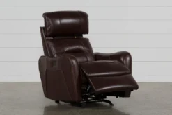 Cici Chocolate Leather Power Rocker Recliner With Power Headrest & USB -Living Room Furniture Shop 240975 brown leather recliner detail 05