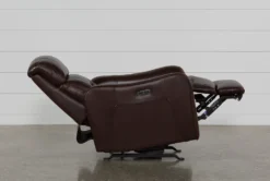 Cici Chocolate Leather Power Rocker Recliner With Power Headrest & USB -Living Room Furniture Shop 240975 brown leather recliner detail 06
