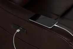 Cici Chocolate Leather Power Rocker Recliner With Power Headrest & USB -Living Room Furniture Shop 240975 brown leather recliner detail 07