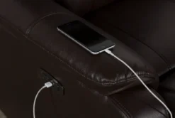 Connie Espresso Power Wallaway Recliner With Power Headrest & USB 21 Connie Espresso Power Wallaway Recliner With Power Headrest & USB -Living Room Furniture Shop 240980 brown fabric recliner detail 09