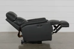 Connie Smoke Power Wallaway Recliner With Power Headrest & USB -Living Room Furniture Shop 240981 grey fabric recliner detail 06