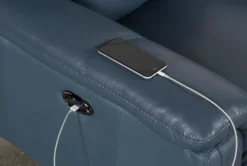 Moana Blue Leather Power Reclining Chair With USB -Living Room Furniture Shop 242010 blue leather power reclining chair detail 05