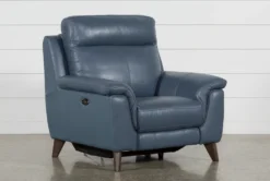 Moana Blue Leather Power Reclining Chair With USB