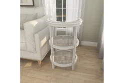 3-Tier White Mirror Top And Cane Accent Table -Living Room Furniture Shop 243284 white wood accent table room 88