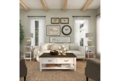 3-Tier White Mirror Top And Cane Accent Table -Living Room Furniture Shop 243284 white wood accent table room 93