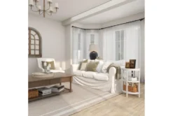 3-Tier White Mirror Top And Cane Accent Table -Living Room Furniture Shop 243284 white wood accent table room 95