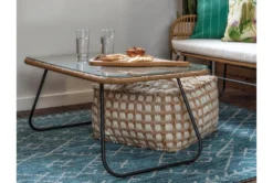 Pouf-Ivory And Khaki Jute & Chenille Square -Living Room Furniture Shop 243484 natural fiber pouf room 41