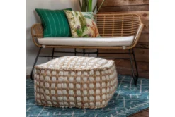 Pouf-Ivory And Khaki Jute & Chenille Square -Living Room Furniture Shop 243484 natural fiber pouf room 43