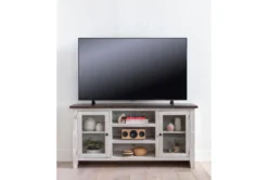 Dixon White 65" Tv Stand With Glass Doors -Living Room Furniture Shop 244782 white wood media console room 35