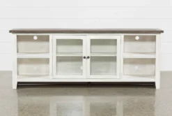Dixon White 84" TV Stand With Glass Doors -Living Room Furniture Shop 244783 white wood 84 inch tv stand 2