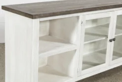 Dixon White 84" TV Stand With Glass Doors -Living Room Furniture Shop 244783 white wood 84 inch tv stand 4