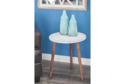 19" Two Tone Round Carved Wood Accent Table -Living Room Furniture Shop 245755 room 85