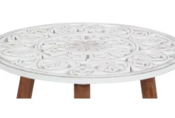 19" Two Tone Round Carved Wood Accent Table -Living Room Furniture Shop 245755 white mdf accent table detail 44