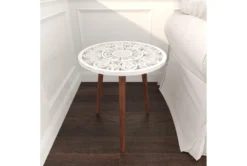 19" Two Tone Round Carved Wood Accent Table -Living Room Furniture Shop 245755 white mdf accent table room 88