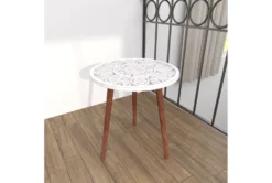 19" Two Tone Round Carved Wood Accent Table -Living Room Furniture Shop 245755 white mdf accent table room 89