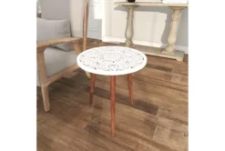 19" Two Tone Round Carved Wood Accent Table -Living Room Furniture Shop 245755 white mdf accent table room 91