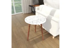 19" Two Tone Round Carved Wood Accent Table -Living Room Furniture Shop 245755 white mdf accent table room 92