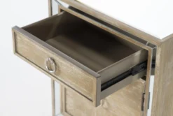 Chelsea Chairside Table -Living Room Furniture Shop 248825 silver glass accent table detail 44 1