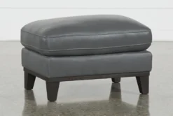 Kathleen Dark Grey Leather Ottoman