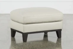 Kathleen Cream Leather Ottoman