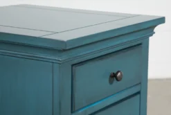 Belle Blue Chairside Table -Living Room Furniture Shop 250740 blue wood chairside table detail 05 1