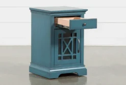 Belle Blue Chairside Table -Living Room Furniture Shop 250740 blue wood chairside table storage 03