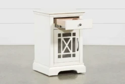 Belle White Chairside Table 11 Belle White Chairside Table -Living Room Furniture Shop 250741 white wood chairside table storage 03