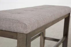 Ashford II Counter Bench -Living Room Furniture Shop 251028 grey wood counter height bench detail 03