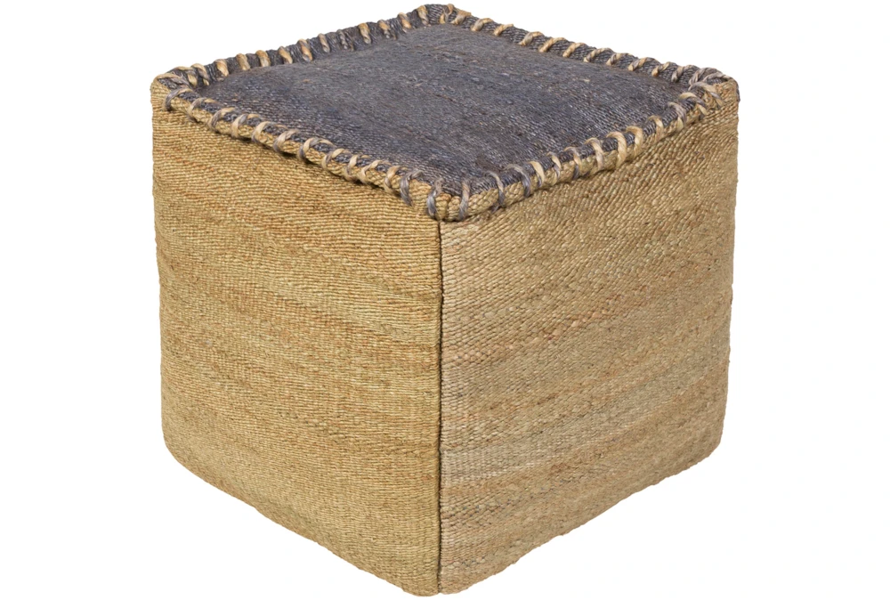 Pouf-Natural + Grey Overstitch 1 Pouf-Natural + Grey Overstitch