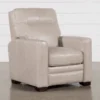 Greer Stone Leather Power Recliner With Power Headrest