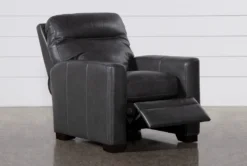 Greer Dark Grey Leather Power Recliner With Power Headrest -Living Room Furniture Shop 251749 grey leather recliner feature 04