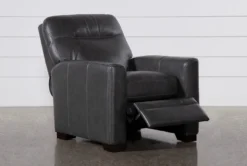 Greer Dark Grey Leather Power Recliner With Power Headrest -Living Room Furniture Shop 251749 grey leather recliner recline 03