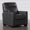 Greer Dark Grey Leather Power Recliner With Power Headrest
