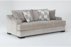 Lodge Foam Chenille 96" Queen Sleeper -Living Room Furniture Shop 252972 grey fabric sleeper side 18