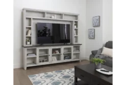 Dixon White 97" Tv Stand With Glass Doors -Living Room Furniture Shop 254088 white wood media console room 31