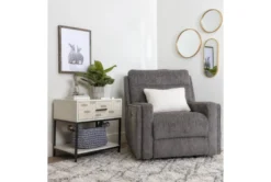 Hewitt Grey Power Recliner With USB -Living Room Furniture Shop 254397 grey fabric recliner room 35