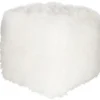 Pouf-Sheepskin Cube White