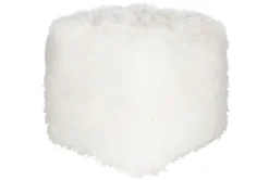 Pouf-Sheepskin Cube White