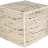 Pouf-Jute Jacquard Butter, Black And White