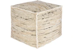 Pouf-Jute Jacquard Butter, Black And White