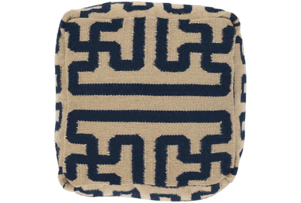 Pouf-Geometric Navy And Khaki 2 Pouf-Geometric Navy And Khaki - Image 2